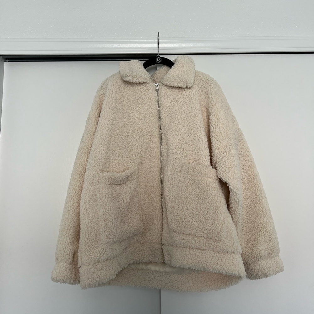 Wild Fable Teddy Shacket in Cream White